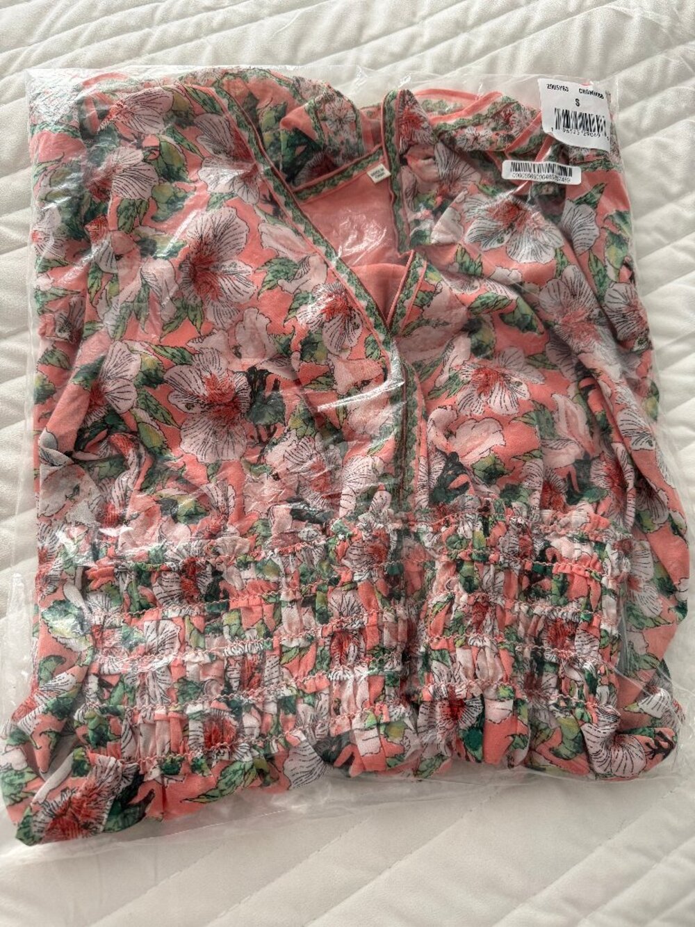 MAX STUDIO Geometric Floral Print Smocked Waist Dress S NWT